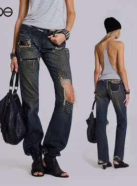 【ENG】JADED LONDON辣妹街头蕾丝拼接低腰破洞牛仔裤女新品25冬