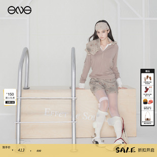 ENG T恤女上衣修身 Effet Soleil纯色亨利领长袖 V领打底衫