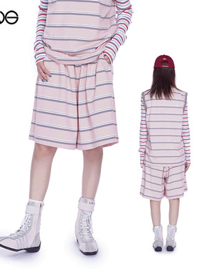 【ENG】Sparkling Lot 樱花粉条纹刺绣标休闲短裤女装新品25秋