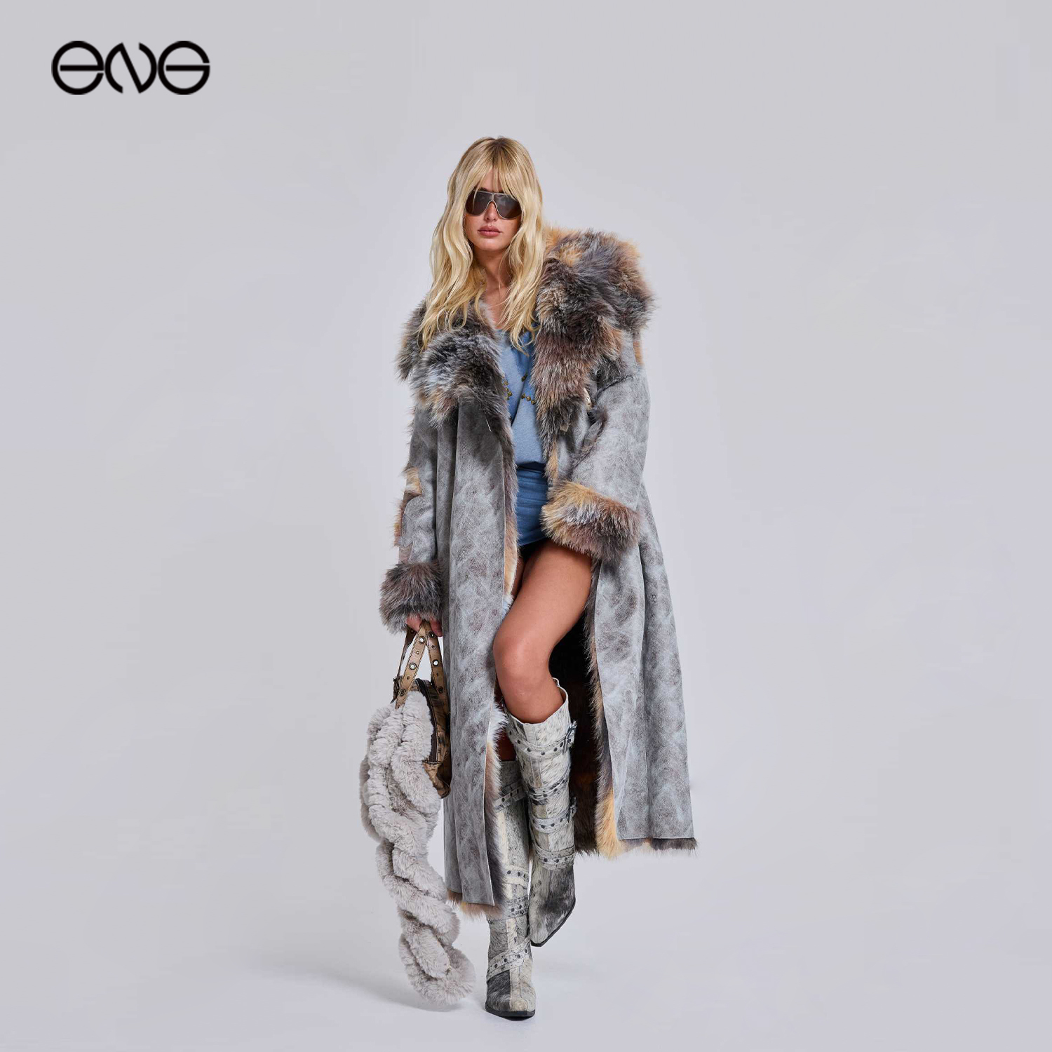 【ENG】JADED LONDON环保皮草毛领外套长款大衣保暖女装新品25冬