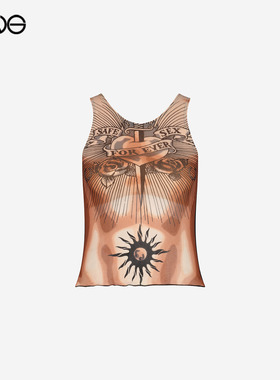 【ENG】Jean Paul Gaultier印花无袖背心上衣女装新品26春
