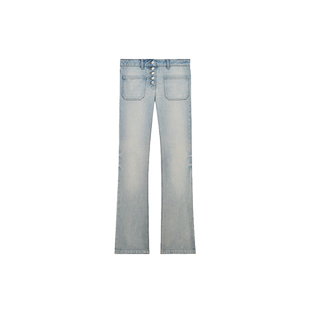 【ENG】COURREGES 古未界多纽扣宽松水洗浅蓝色牛仔裤