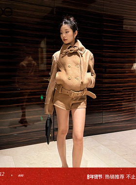 【沈小婷明星同款】Effet de Soleil毛呢短裤女休闲直筒裤子秋冬