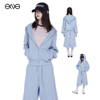 【ENG】Sparkling Lot Haze blue连帽长袖卫衣拉链外套女新品25秋