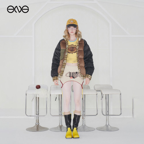 【ENG】Effet de Soleil 格纹拼色双面穿羽绒夹克外套女新品25冬