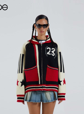 【ENG】JADED LONDON美式复古宽松拉链针织外套男女同款新品25冬