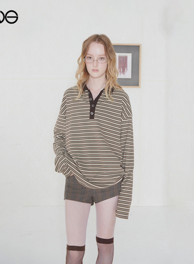 【ENG】Effet de Soleil 撞色条纹POLO衫长袖T恤上衣女装新品25秋