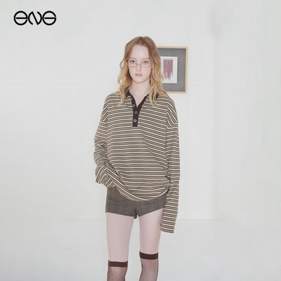【ENG】Effet de Soleil 撞色条纹POLO衫长袖T恤上衣女装新品25秋