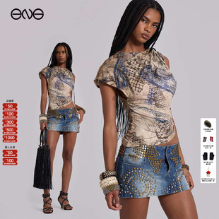 【ENG】JADED LONDON Y2K千禧辣妹铆钉牛仔裙迷你短裙女新品25冬