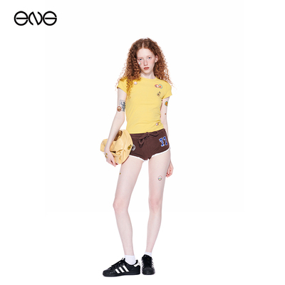 【ENG】Effet de Soleil美式辣妹拼色外穿运动短裤女低腰休闲热裤