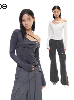 【ENG】2000 ARCHIVES 可调节露肩长袖T恤上衣女 淡人穿搭