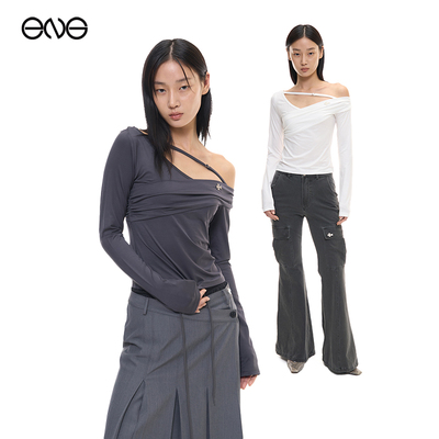 【ENG】2000 ARCHIVES 可调节露肩长袖T恤上衣女 淡人穿搭