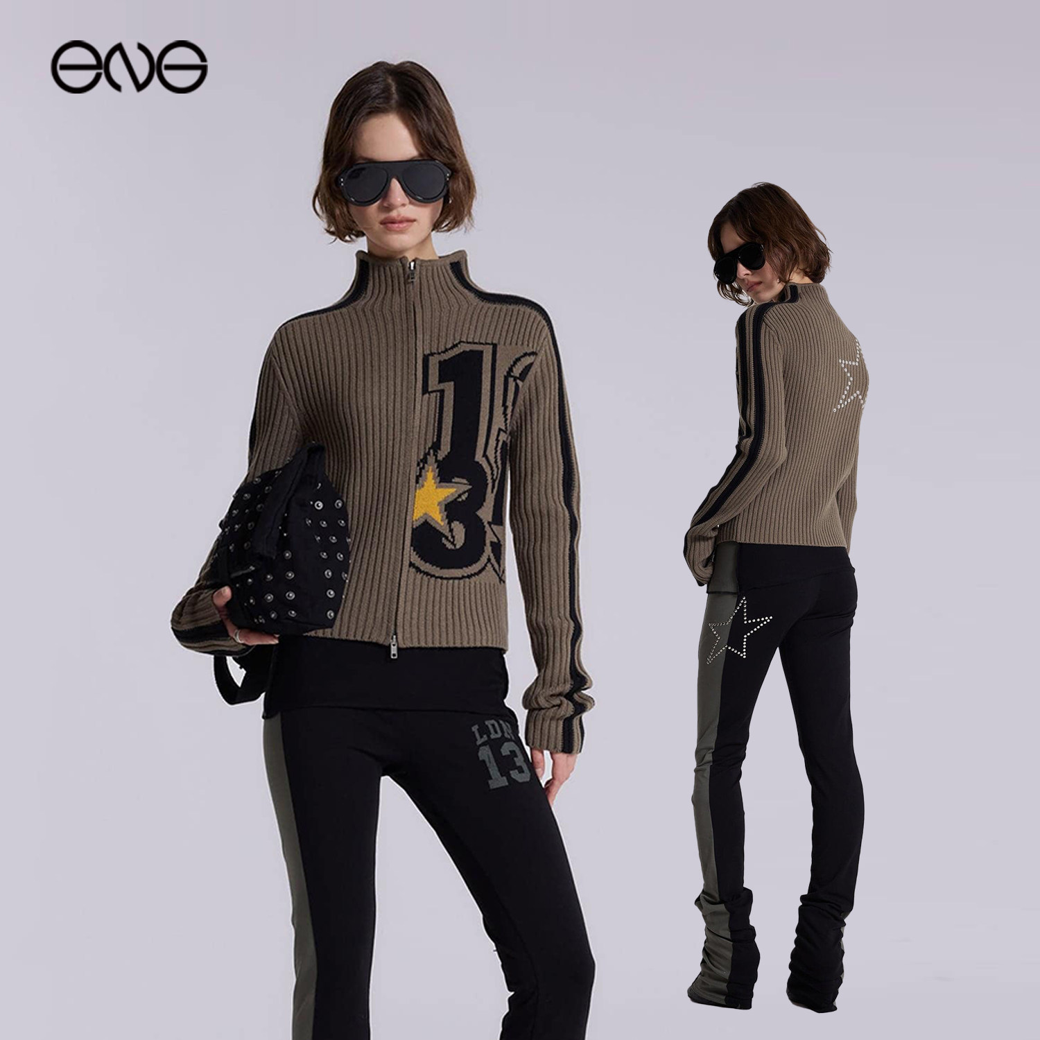 【ENG】JADED LONDON印花立领修身上衣针织开衫外套女装新品26夏
