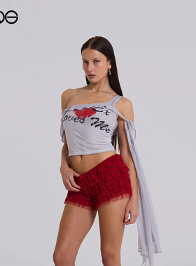 【ENG】JADED LONDON 雪纺荷叶边露肩短袖上衣女装 秋冬