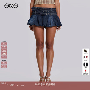 LONDON牛仔花苞蓬蓬低腰短半裙BABYMONSTER JADED 明星同款