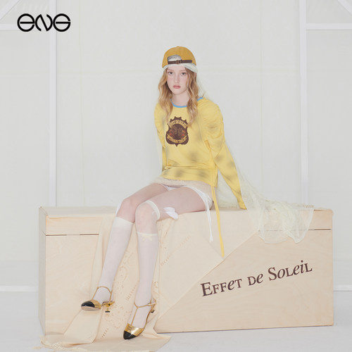 【ENG】Effet de Soleil美式复古印花圆领长袖T恤女打底上衣新品