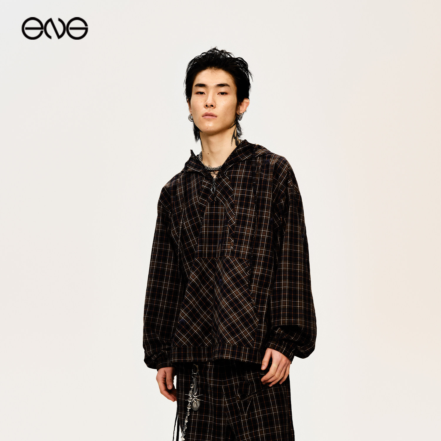 【泫雅马嘉祺明星同款】Anomalies Department格纹外套连帽男女