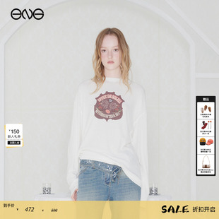 Soleil 双面穿徽章印花长袖 新品 Effet T恤女装 25秋 ENG