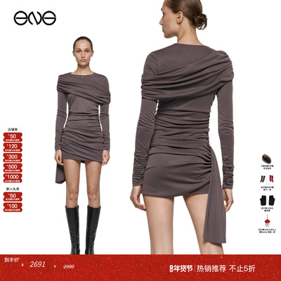 【ENG】MISBHV 长袖褶皱连衣裙短裙女装新品25秋