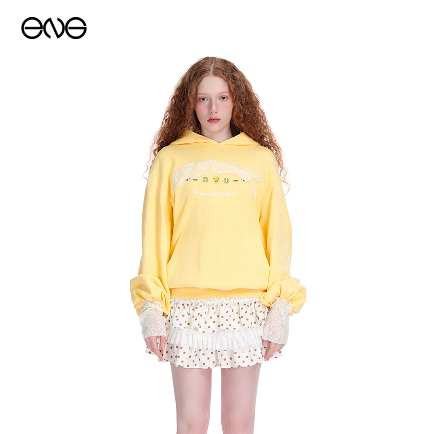 【ENG】Effet de Soleil刺绣蕾丝拼接连帽卫衣外套女装新品26春