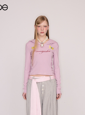 【ENG】Effet de Soleil运动抽褶连帽长袖T恤上衣女装新品26春