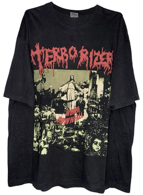 茂密有声工作室Vintage Terrorizer复古做旧水洗纯棉短袖T恤