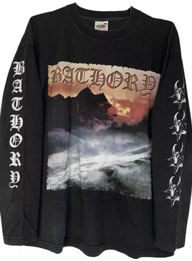 茂密有声工作室Vintage Bathory嘻哈穿搭休闲长袖T恤圆领男士纯棉