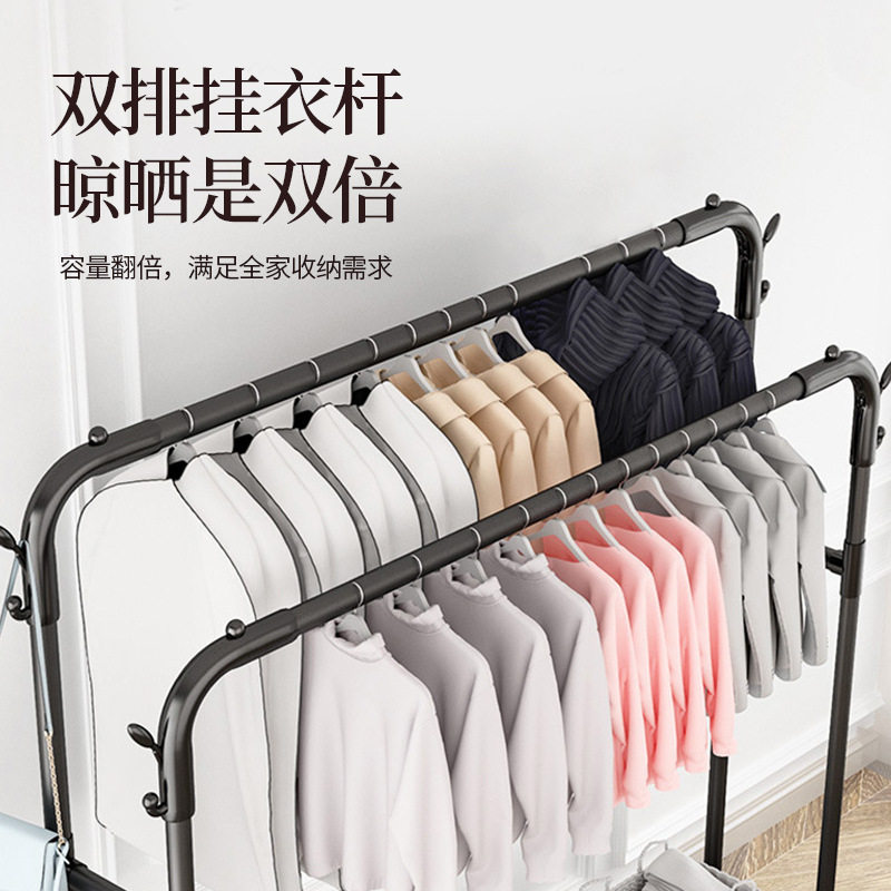 特粗单杆碳钢移动衣架家用卧室