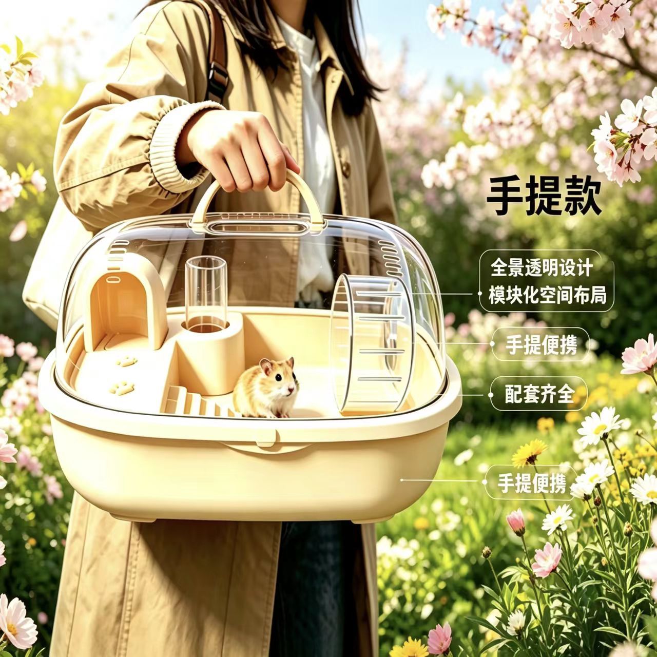 宠物用品仓鼠笼金丝熊外带豪华笼子亚克力大空间仓鼠笼子厂家批发