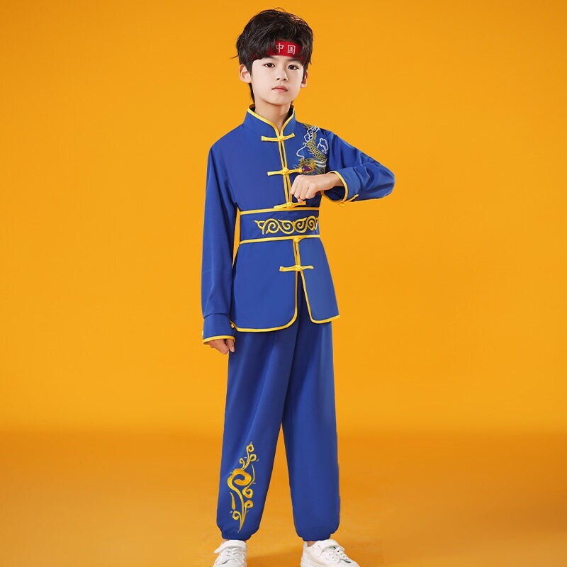 儿童武术练功服长短袖夏季咏春少儿服装散打舞狮打鼓太极太极拳