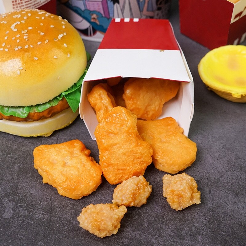 防真汉堡薯条炸鸡小吃装饰品鸡翅鸡腿模型鸡米花烤鸡美食炸虾摆件