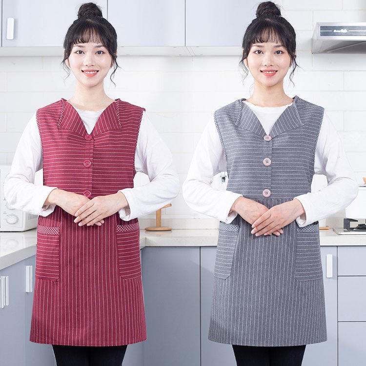 薄款工女做饭厨房围裙围腰s时尚纯棉F作服家用。。夏季马甲罩衫