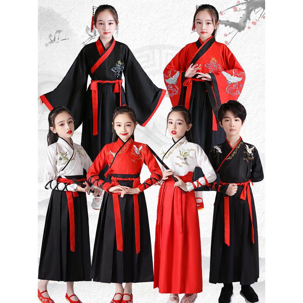 古风儿童中国风小学生汉服国学服装男女童演出服古装武YjT3UPqZ4