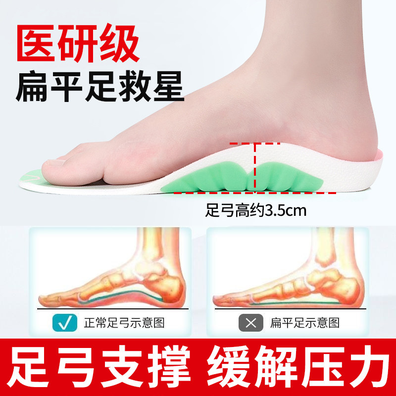 狗哥鲸鱼垫专业足弓支撑鞋垫扁平足鞋垫女款足外翻久站舒缓防痛男