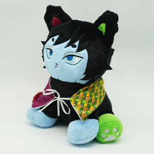 跨境新品鬼灭之刃水柱富冈义勇Giyuu Tomioka猫咪毛绒玩具玩偶娃