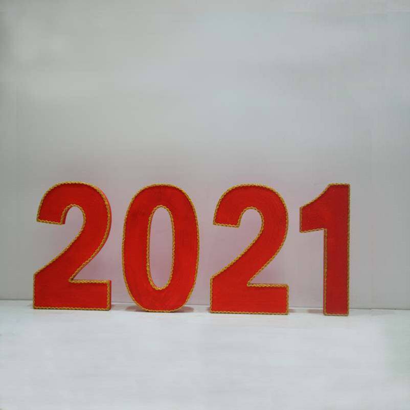 2021牛年数字点超市立体摆件新年快乐美陈立体泡沫字商场服装店.