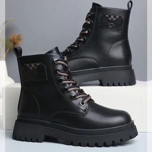 拓步森健康鞋6868机车马丁靴磁力振动按摩鞋秋冬系带款英伦短筒靴