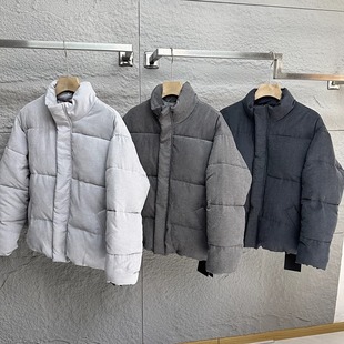 美式复古!新款桃皮绒潮流绗缝加厚保暖立领外套棉衣时尚面包棉服