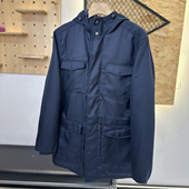 休闲宽松连帽风衣棉衣外套 秋冬多口袋保暖夹棉工装 北美外贸 男士