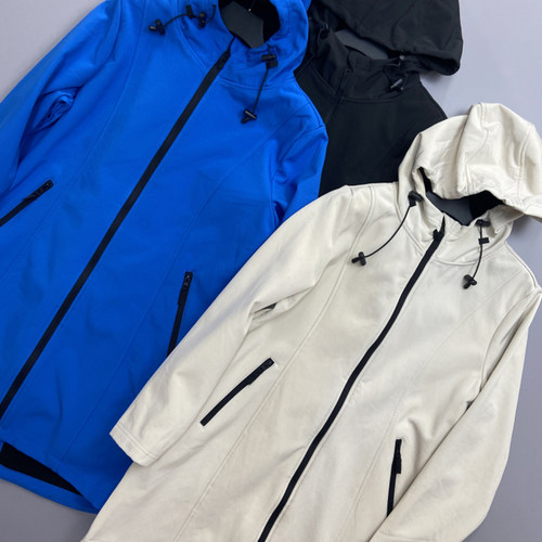 秋冬户外防风防泼水中长款连帽复合绒保暖软壳冲锋衣夹克男女外套