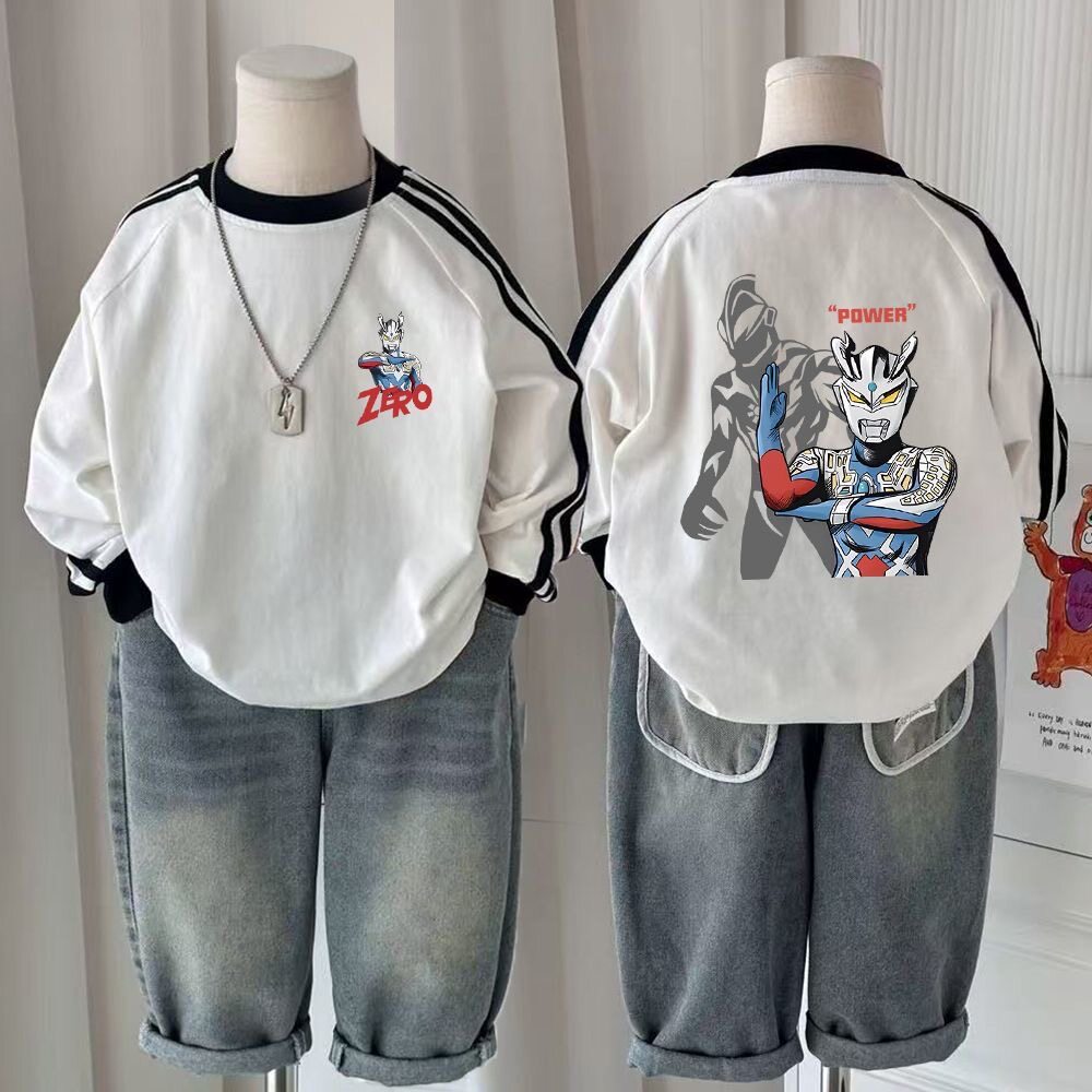 2025年款衣服男童奥特曼长袖T恤纯棉休闲宽松印花上衣潮牌时尚