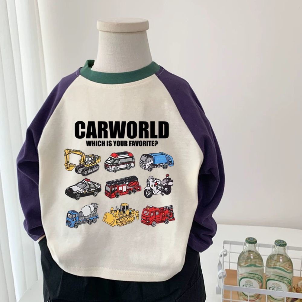 日韩童装男童长袖T恤100%纯棉儿童汽车印花衣服宝宝外出服春秋款