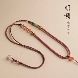 南露手工吊坠编绳高档挂绳翡翠平安扣玉佩玉坠项链绳男女简约细绳
