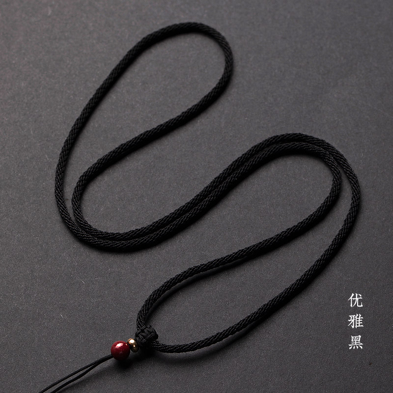 黑绳子吊坠绳朱砂吊坠挂绳翡翠玉坠简约项链绳子男女黑色挂脖绳