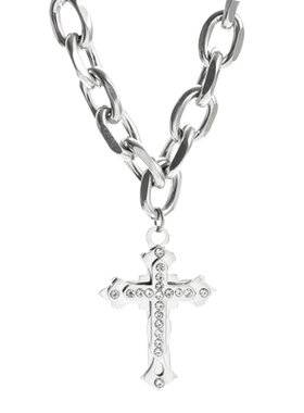 钛钢男生潮酷痞帅十字架项链