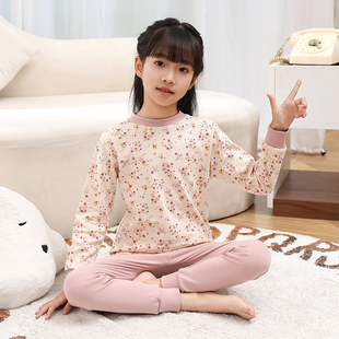 宝宝打底保暖内衣睡衣 纯棉女孩儿童线衣线裤 女童秋衣套装 全棉秋裤