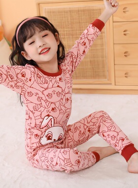女童秋衣套装全棉秋裤纯棉女孩儿童线衣线裤宝宝打底保暖内衣睡衣