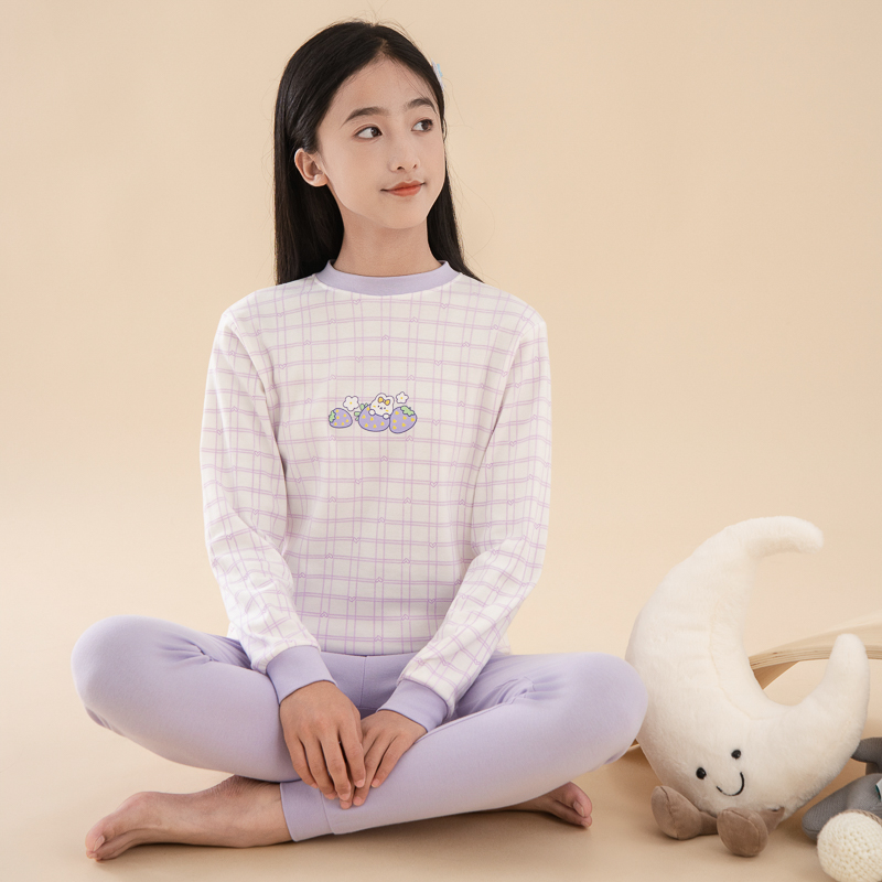 女大童秋衣秋裤套装纯棉全棉中大童青少年儿童保暖内衣女童睡衣