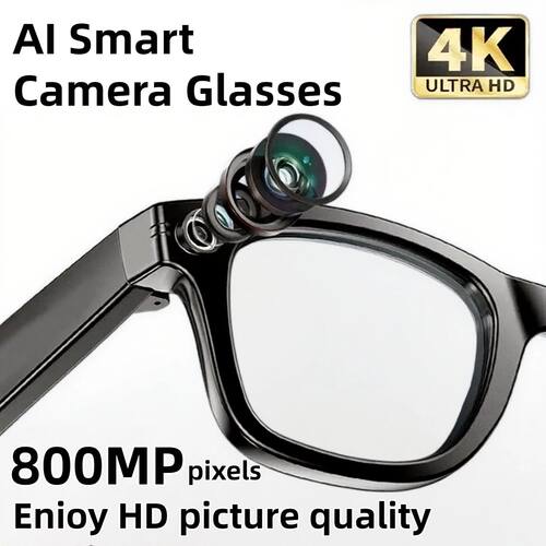 4K AI Smart Photochromic Glasses Camera Bluetooth Call Voice