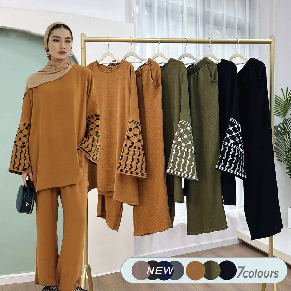 阿拉伯沙特马来民族风衬衫裤子套装两件套女 Shirt Dress Suits